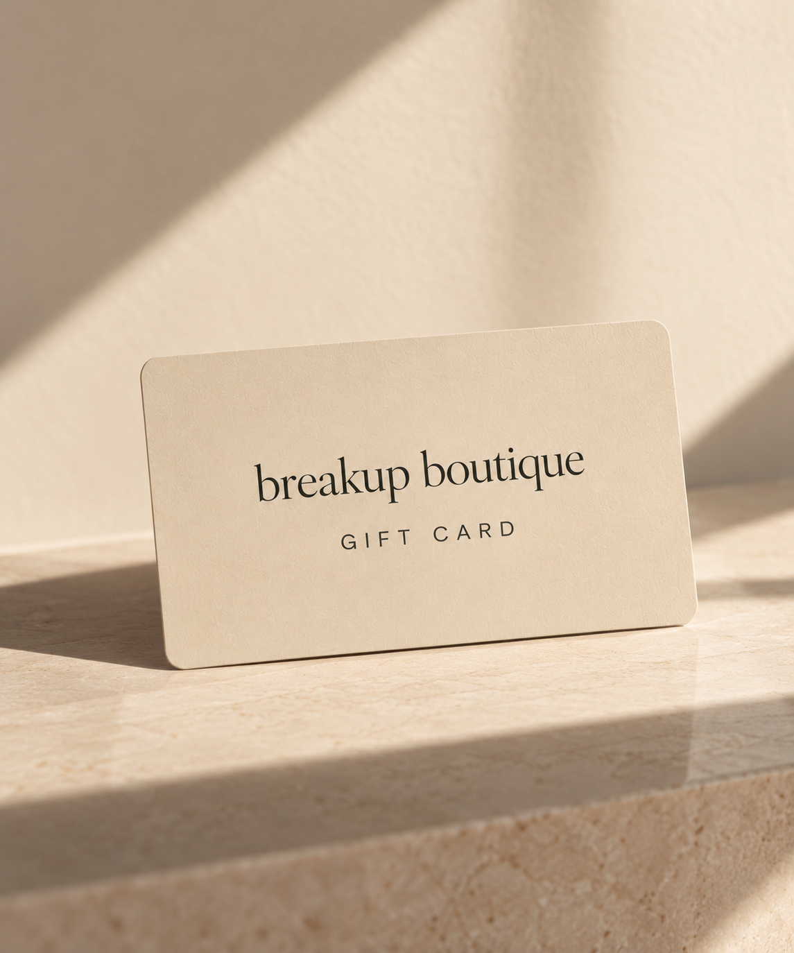 Breakup Boutique gift card, a divorce and breakup gift for her